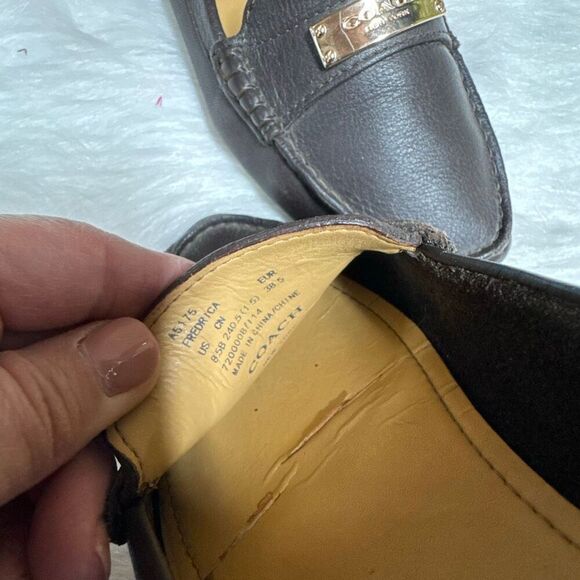 Coach Womens Fredrica Brown Leather Loafers Size 8.5 - Picture 10 of 11